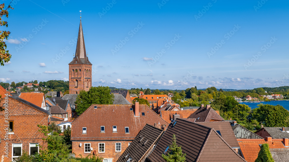 Ploen, Germany (German: Plön). View of the town on a sunny summer day.