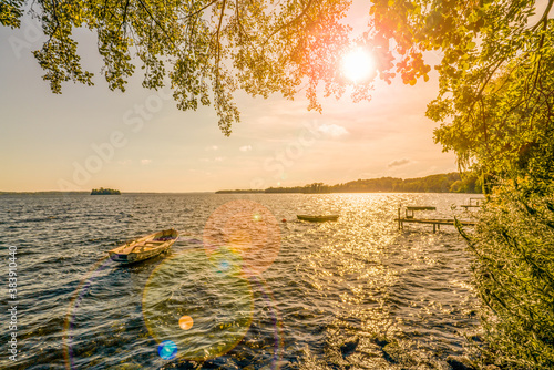 Ploen, Germany (German: Plön). The Great Ploen Lake (German: Großer Plöner See). View on a sunny late summer day. photo