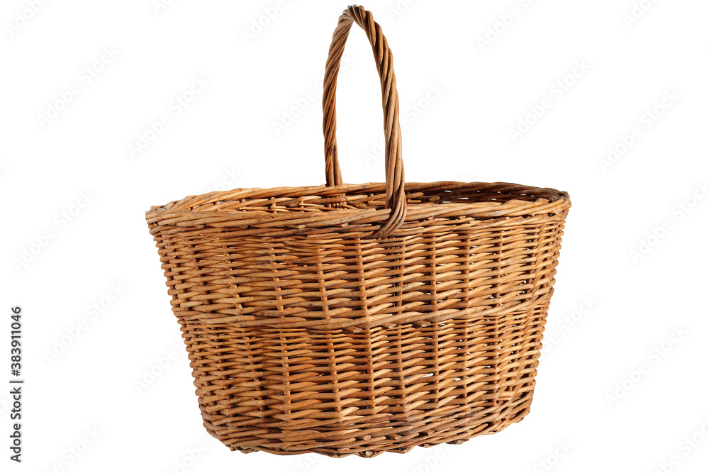 Wicker basket on a white background. Isolated