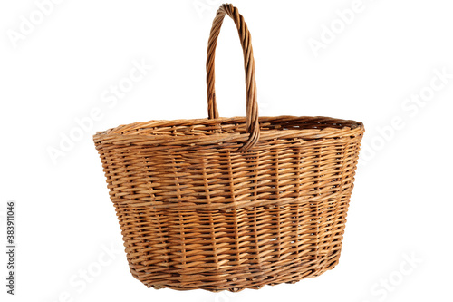 Wicker basket on a white background. Isolated