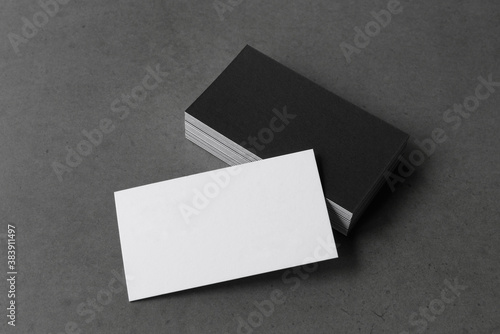 Business cards blank. Mockup on black background.  Copy space for text.