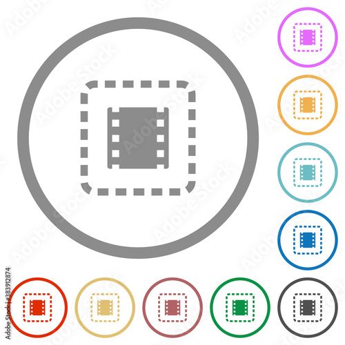 Place movie flat icons with outlines