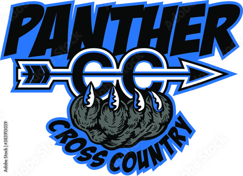 panther cross country team design with mascot claw for school, college or league
