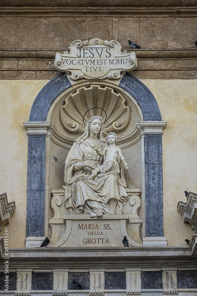 The Palermo Church of Saint Mary of Gesu (Chiesa di Santa Maria di Gesu or Casa professa, 1636) - one of most important Baroque churches in Sicily. Palermo, Sicily, Italy.