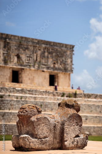 Throne of the two-headed jaguar in the Governor's Palace, in the ancient Maya city of Uxmal, Yucatán.