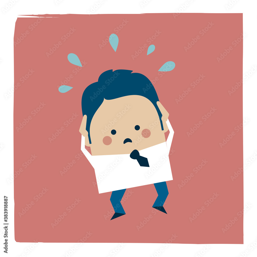 stressed businessman - Kawaii cartoon character business illustration