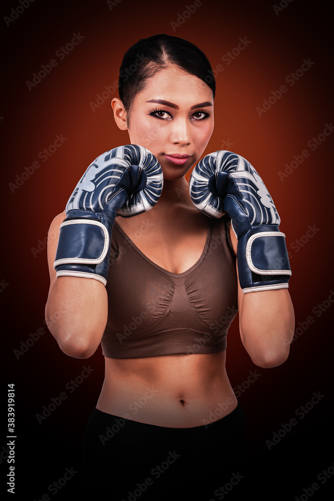 Girl boxers who like to exercise, girls exercise, health care concepts with exercise Girl boxers who like to exercise, girls exercise, health care concepts with exercise