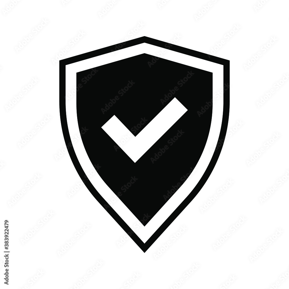 Shield Check Mark Icon Vector Illustration on white background. Shield Check Mark Icon Vector Illustration on white background.