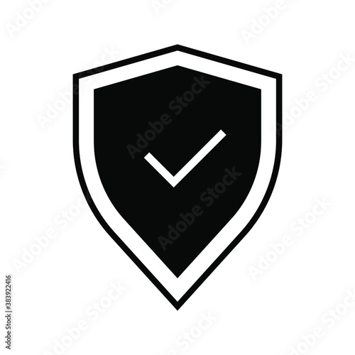 Shield Check Mark Icon Vector Illustration on white background.