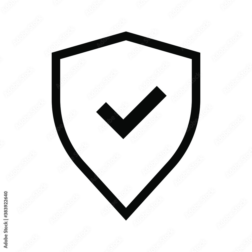 Shield Check Mark Icon Vector Illustration on white background. Shield Check Mark Icon Vector Illustration on white background.