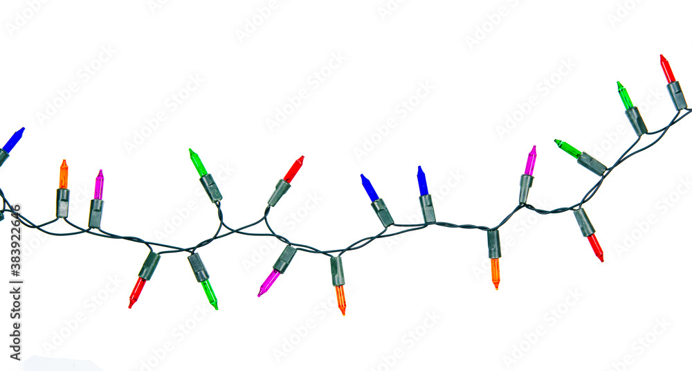 Christmas lights string isolated on white background with clipping path.. Christmas lights string isolated on white background with clipping path..