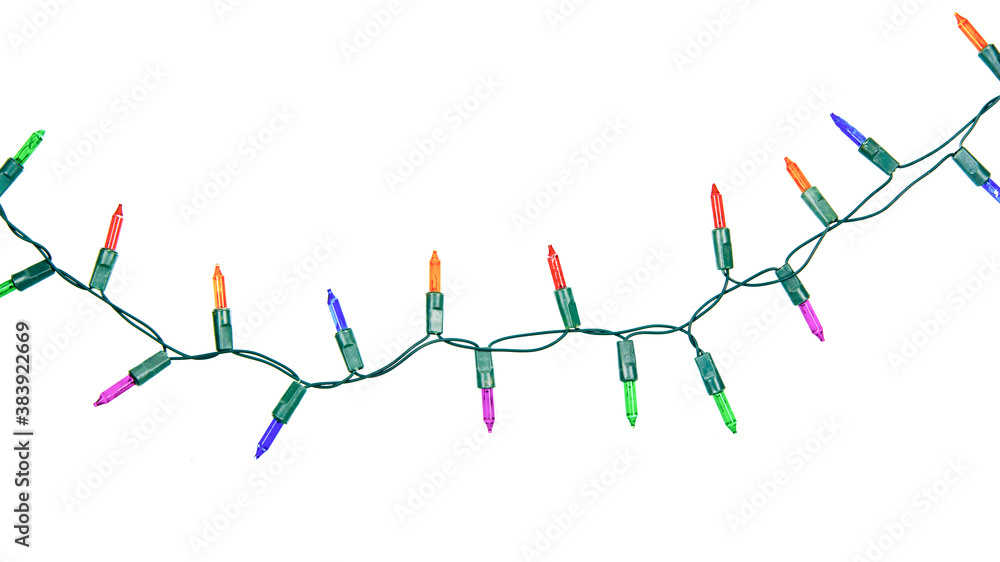 Christmas lights string isolated on white background with clipping path.. Christmas lights string isolated on white background with clipping path..