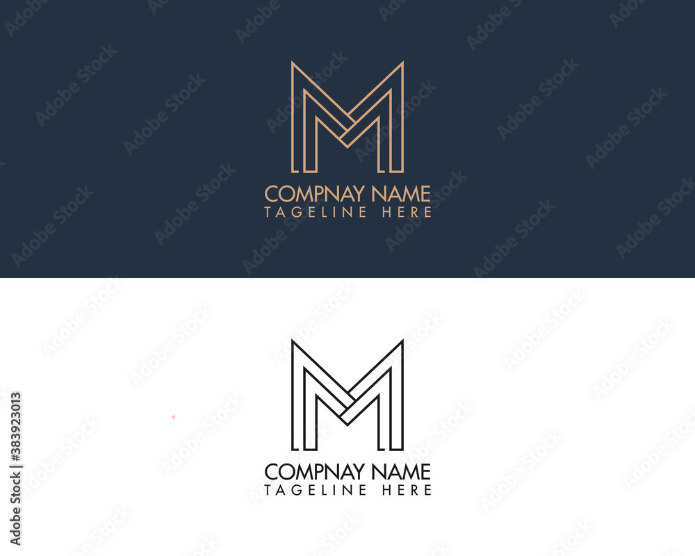 M letter modern and minimal logo template