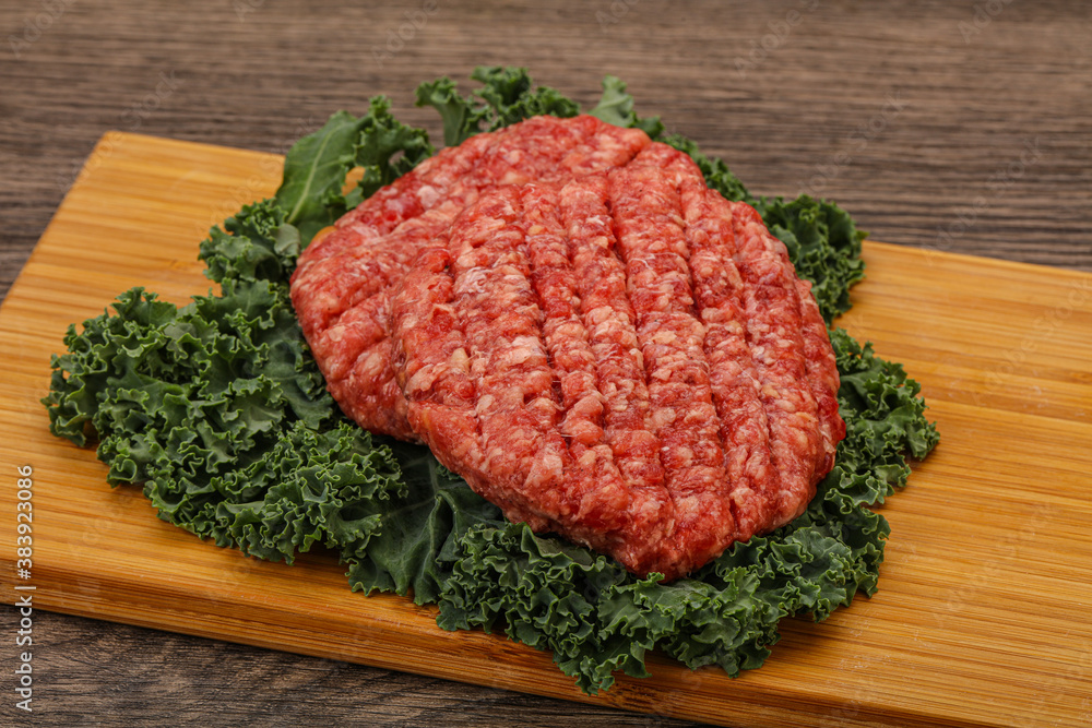 Raw beef burger cutlet for cooking Raw beef burger cutlet for cooking