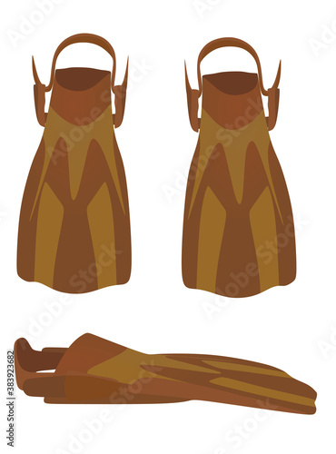Brown  swimming fins. vector illustration