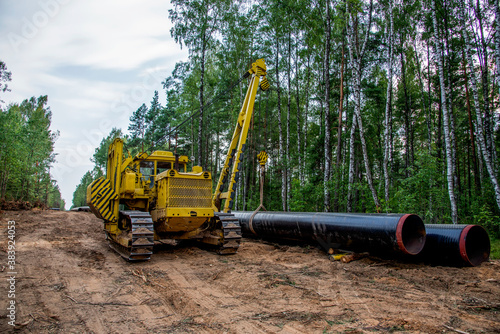 Natural Gas transmission pipeline and crude oil pipes Installation for transporting fuel supplies to households and businesses. Crude Oil Pipe Transportation Market. Petrochemical Industry.
