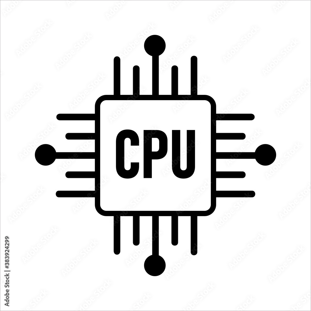 computer cpu icon vector. outline style icon vector concept computer cpu icon vector. outline style icon vector concept