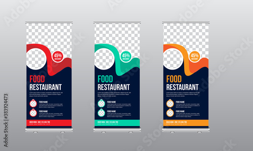 Modern food rollup banner design for restaurant 