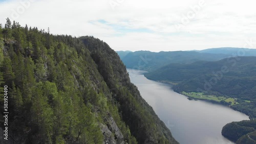 Picturesque Norwegian highlands, mountains and lake, aerial view photo