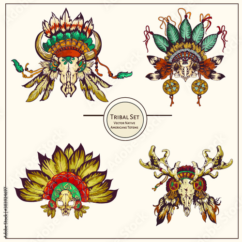 Set ofTribal  elements and scull