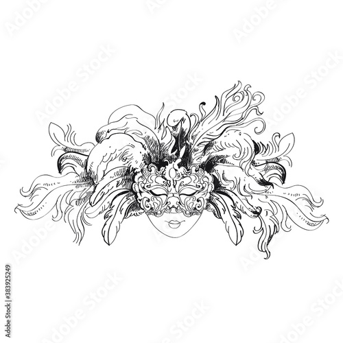 Venetian hand drawn mask
