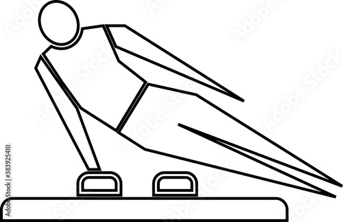 Contour of a gymnast performing exercises on a horse. Sportsman isolated on white background. Vector illustration.