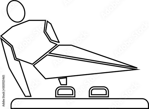 Contour of a gymnast performing exercises on a horse. Sportsman isolated on white background. Vector illustration.