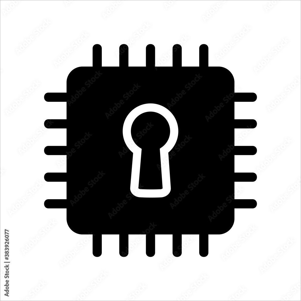 computer cpu icon vector. computer cpu with security lock icon.solid style icon vector concept computer cpu icon vector. computer cpu with security lock icon.solid style icon vector concept