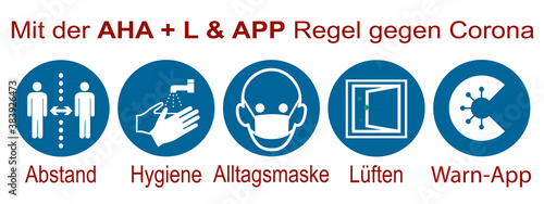 Hinweisschild mit der "AHA + L & Warn-App" Regel