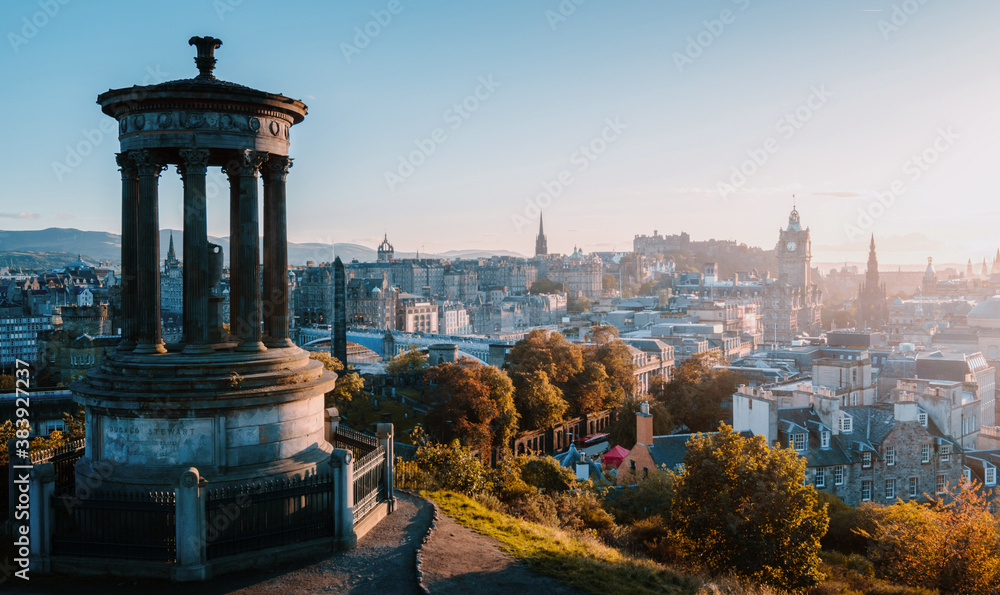 Edinburgh city skyline from Calton Hill., United Kingdom