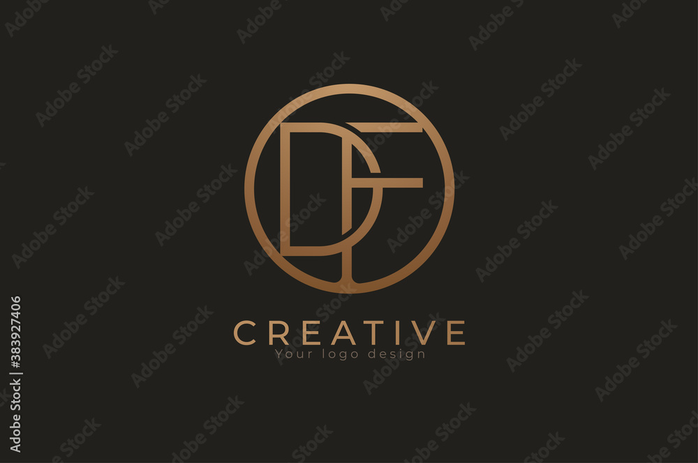 Abstract initial letter D and F logo, usable for branding and business logos, Flat Logo Design Template, vector illustration