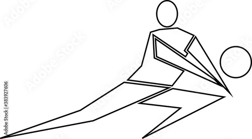 Contour of volleyball player with a ball. Sportsman isolated on white background. Vector illustration.