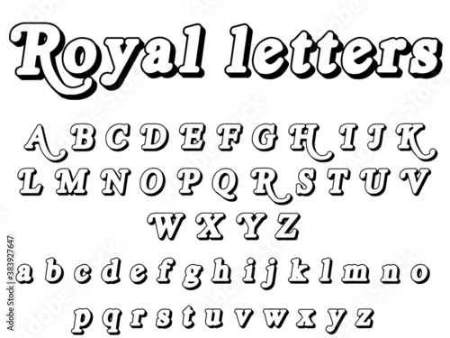 Royal letters alphabet, vector illustration