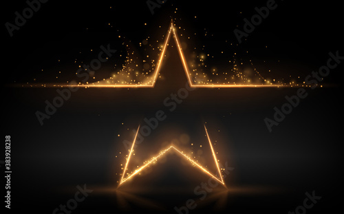 Fototapeta Gold star with glowing sparks effect