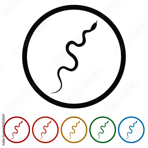 Simple snake ring icon, color set