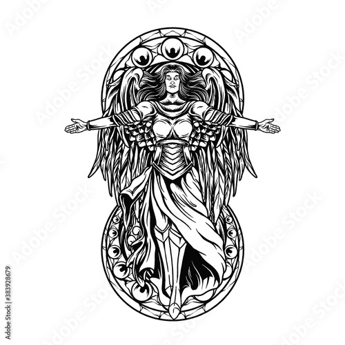 Guardian Angel Black and White