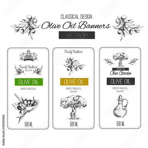 Set of labels. Olive oil labels