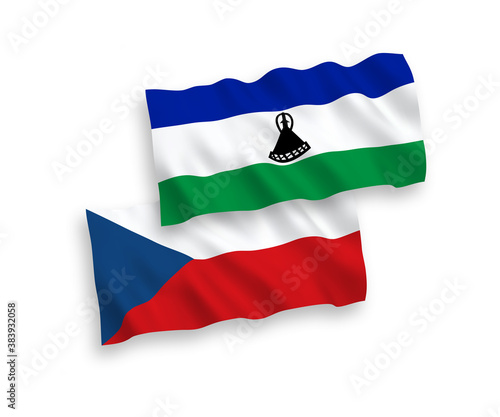 Flags of Czech Republic and Lesotho on a white background