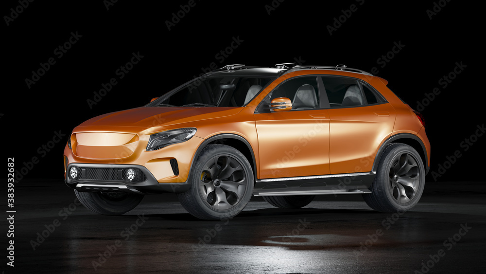 3D rendering of a brand-less generic SUV concept car	