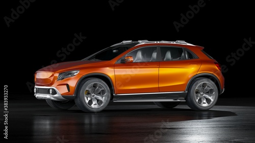 3D rendering of a brand-less generic SUV concept car 