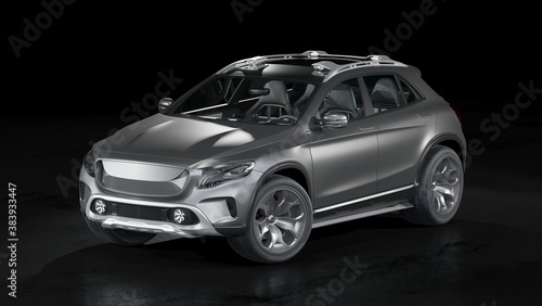 3D rendering of a brand-less generic SUV concept car 