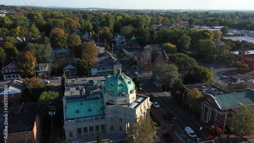 Aerial views of the beautiful Handley public library on an early autumn morning in Winchester, Virgnia, VA. photo