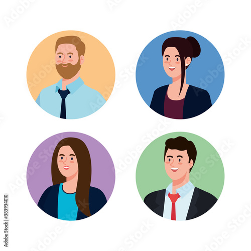 Businesspeople in circles design, Man woman business management corporate job occupation and worker theme Vector illustration
