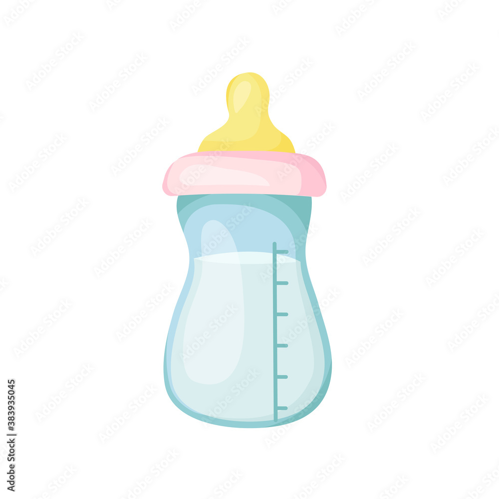 baby plastic milk bottle in cartoon style.kid's nutrition isolated on white background.mother's equipment for feeding. baby plastic milk bottle in cartoon style.kid's nutrition isolated on white background.mother's equipment for feeding.