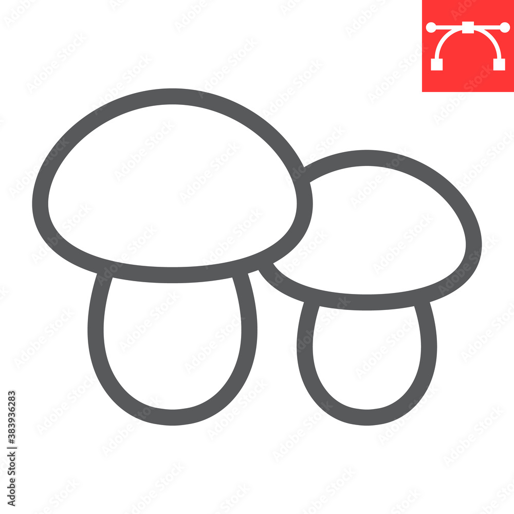 Mushrooms line icon, thanksgiving and fungus, mushroom sign vector graphics, editable stroke linear icon, eps 10. Mushrooms line icon, thanksgiving and fungus, mushroom sign vector graphics, editable stroke linear icon, eps 10.