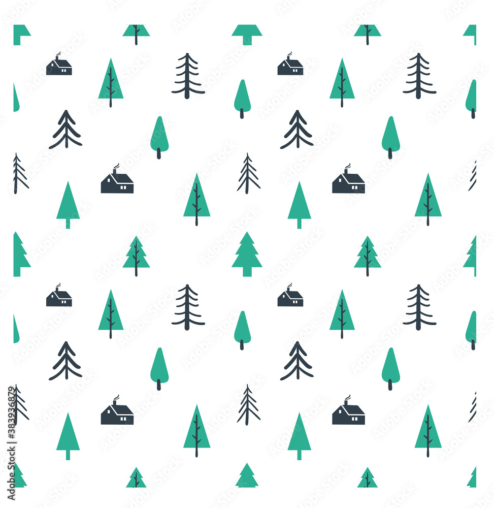 Fototapeta premium Colorful Hand drawn winter Seamless pattern