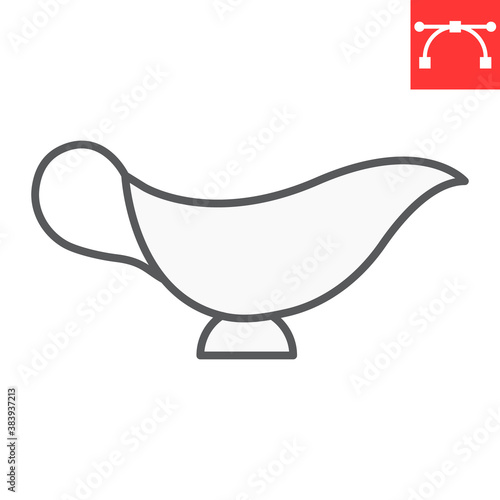 Gravy boat color line icon, kitchen and bowl, sauce boat sign vector graphics, editable stroke filled outline icon, eps 10.