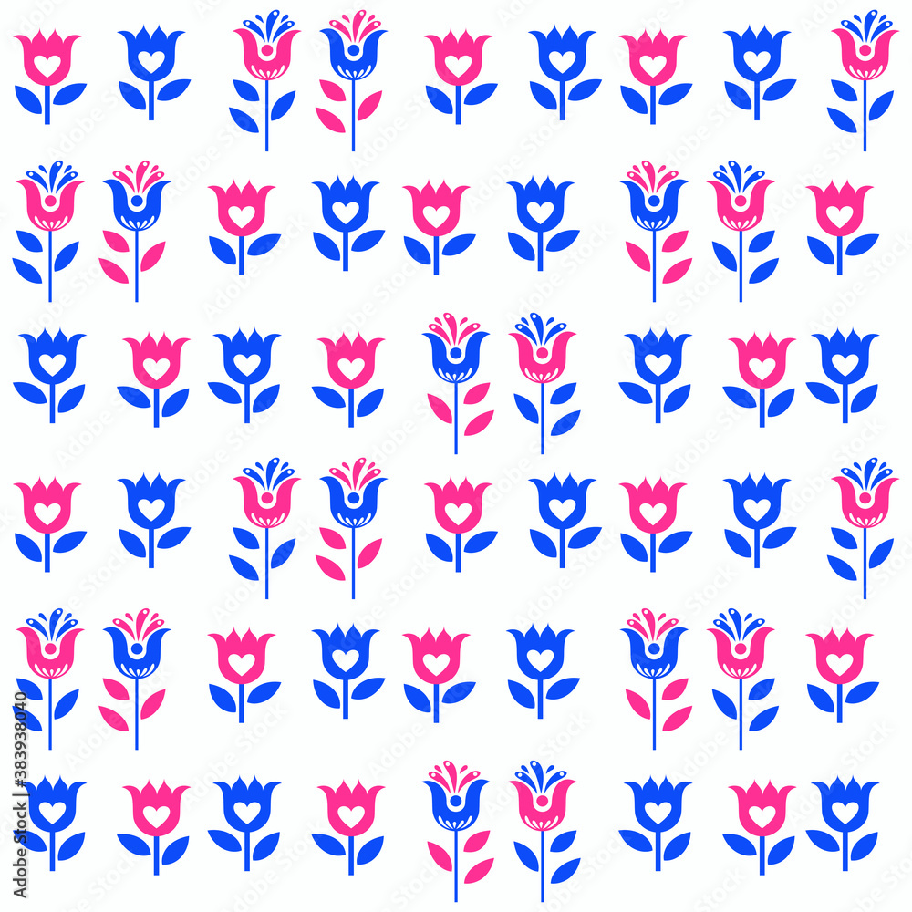 Illustration pattern flower indigo with colors and hearts. with background