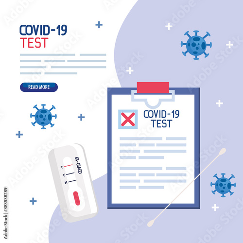 covid 19 virus test swab and medical document design of ncov cov and coronavirus theme Vector illustration