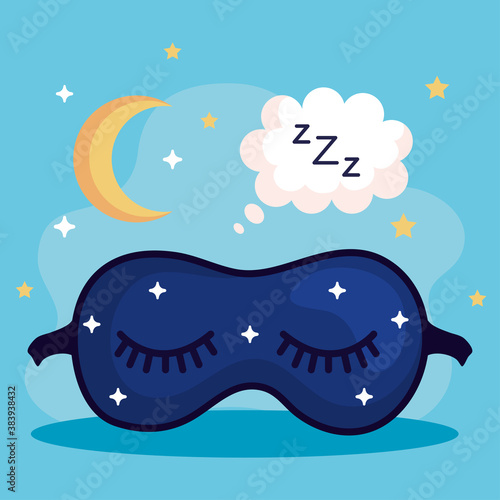insomnia mask bubble and moon design, sleep and night theme Vector illustration